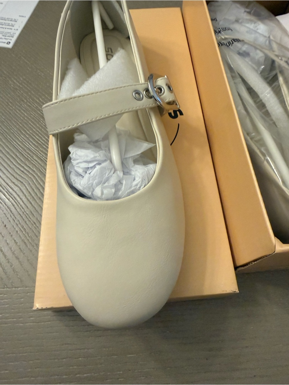 Soda Cream Mary Jane Flats with Buckle Strap